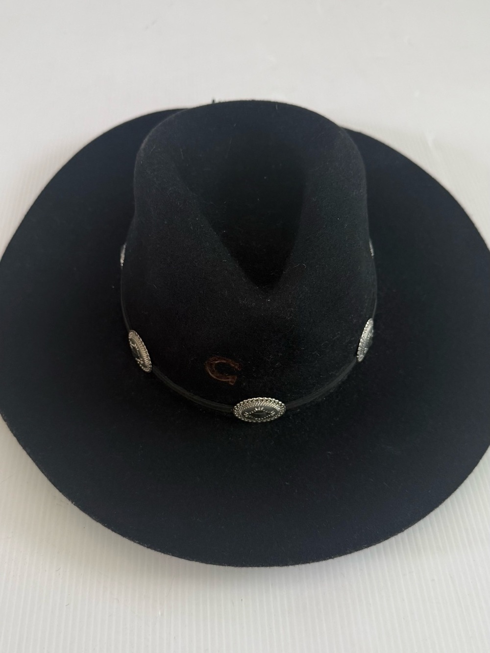 Charlie 1 Horse Hat Cowgirl Traveler Women Silver Concho Band Size Large Black